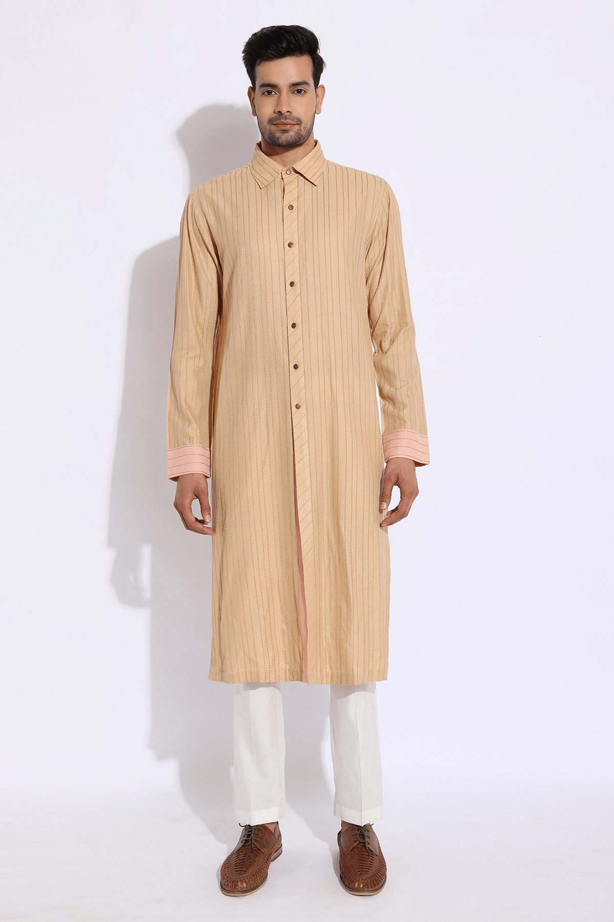 Beige with thread texture Kurta Set - Kunal Anil Tanna