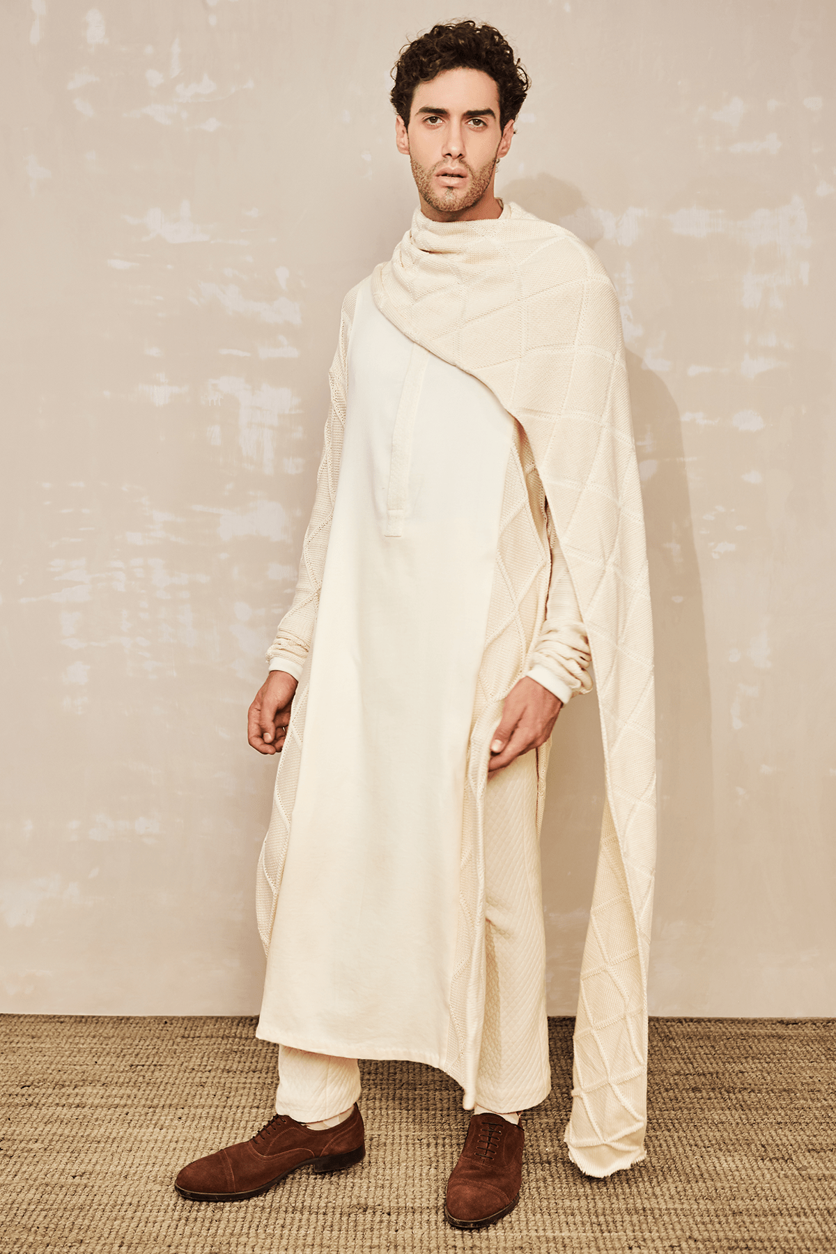 Knitted Drape Oversized Kurta - Kunal Anil Tanna