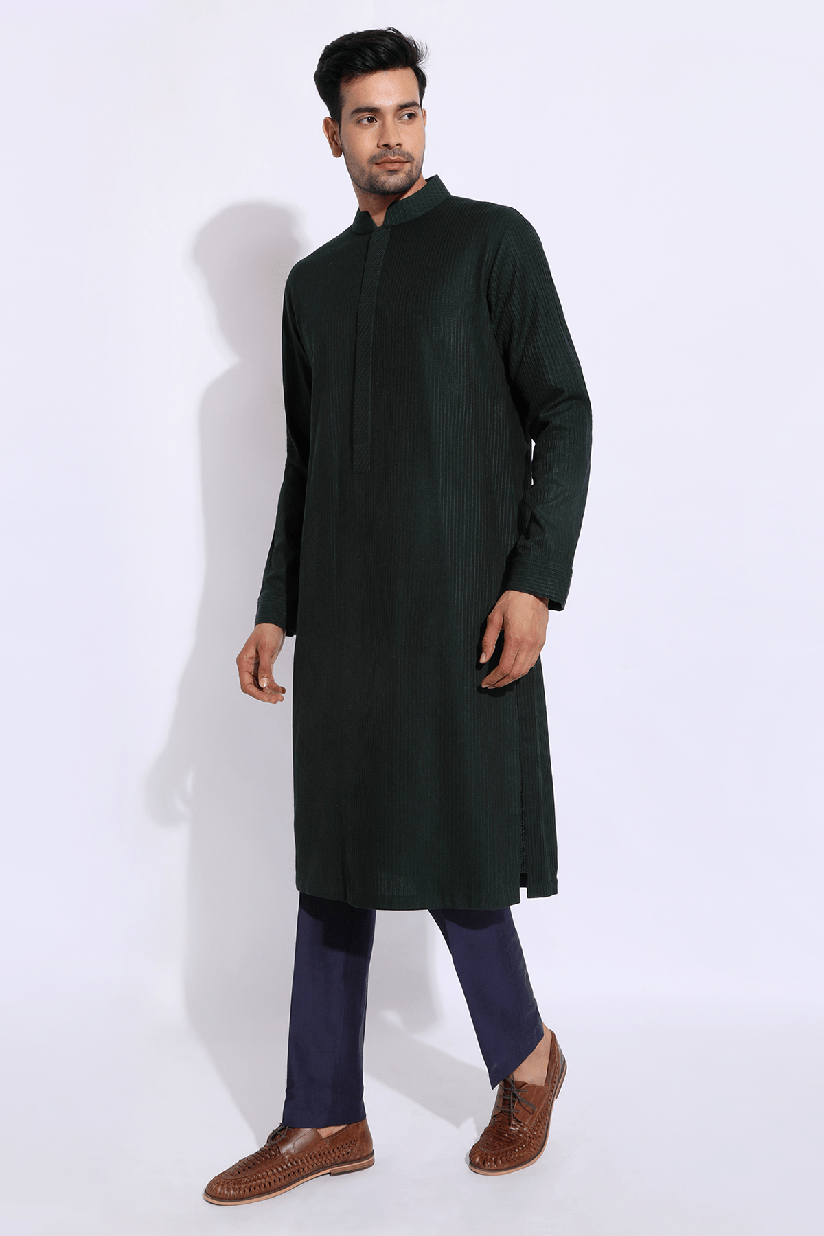 Dark Green with thread texture Kurta Set - Kunal Anil Tanna