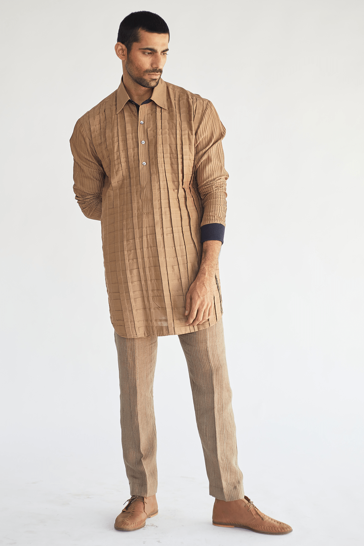 Beige Layered Short Kurta - Kunal Anil Tanna