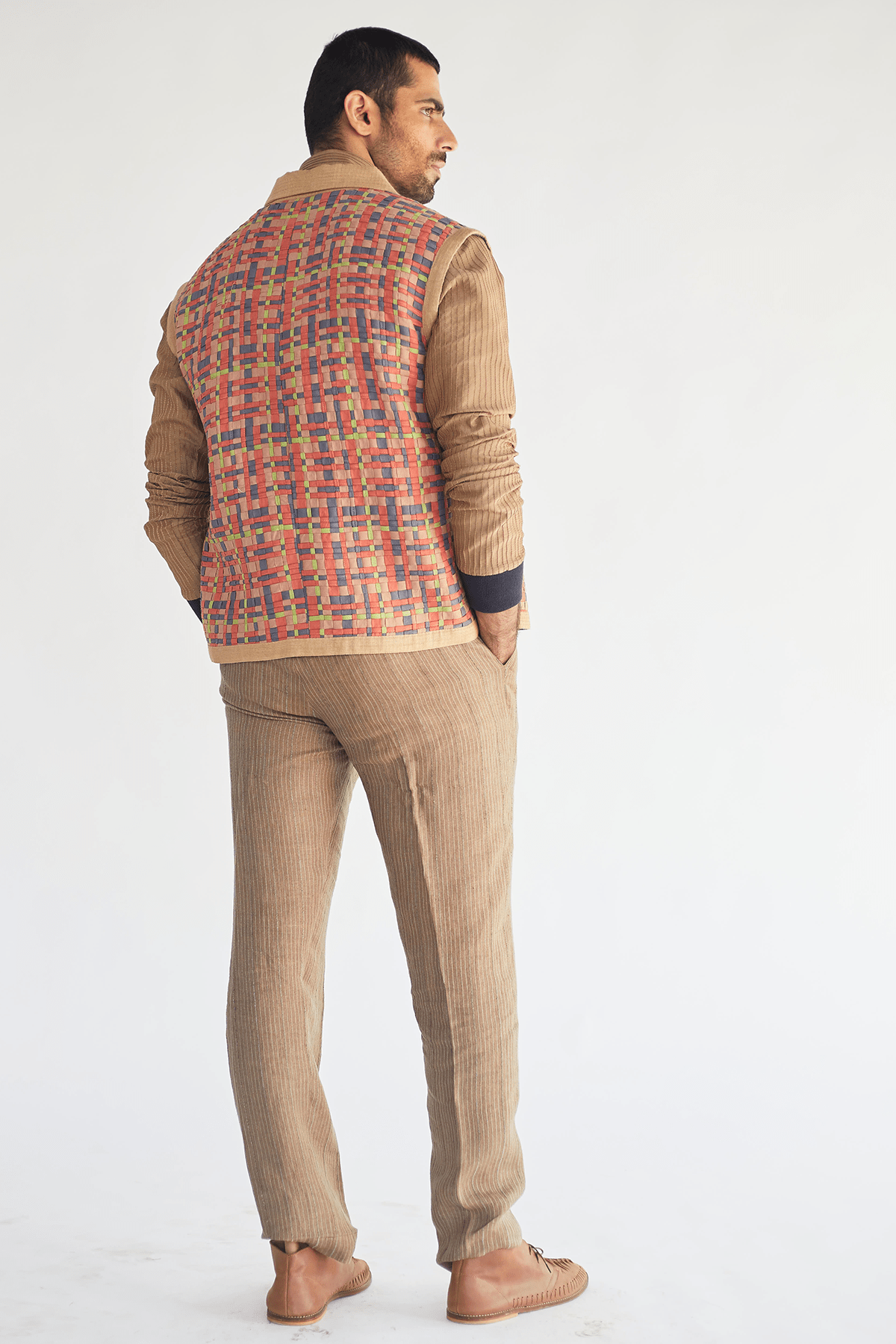 Open Bandi Jacket with Beige Kurta and Pants - Kunal Anil Tanna