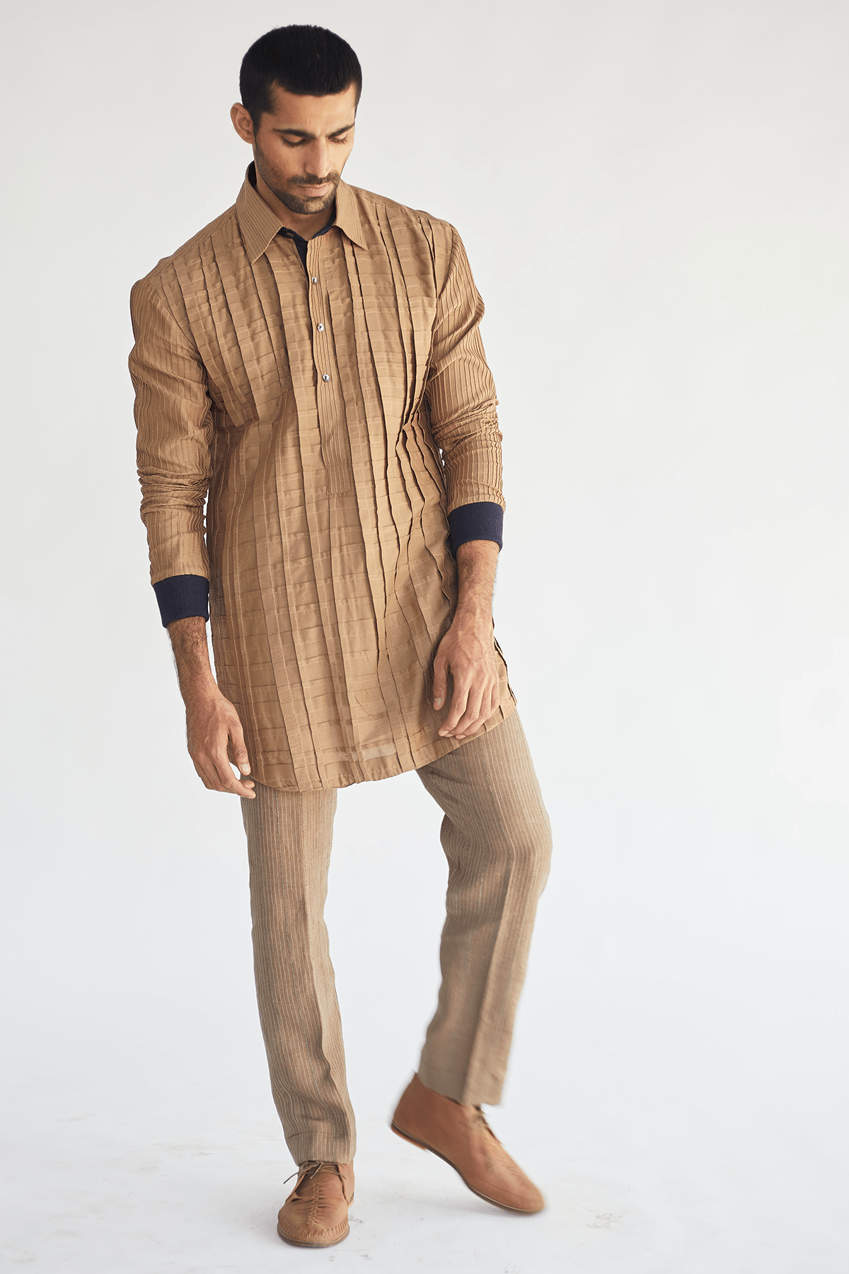 Beige Layered Short Kurta - Kunal Anil Tanna