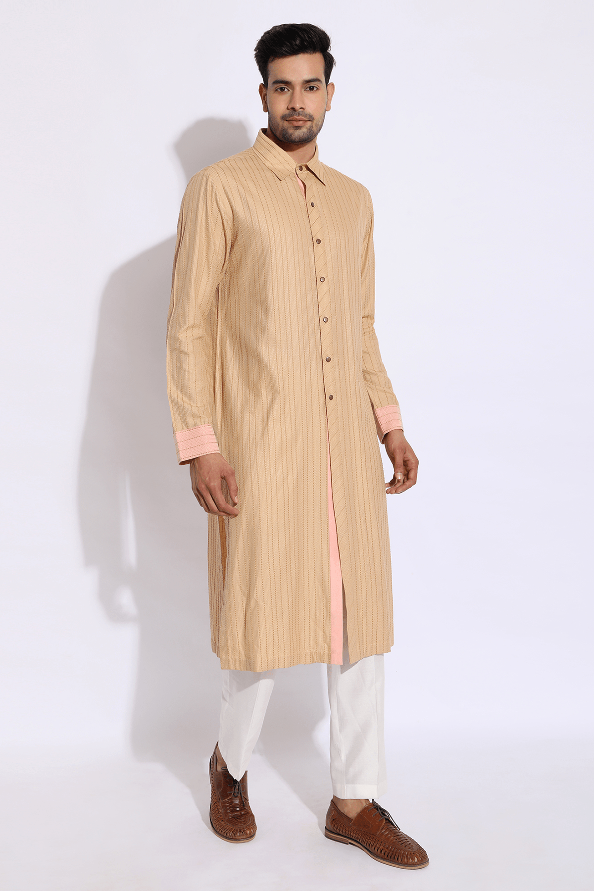 Beige with thread texture Kurta Set - Kunal Anil Tanna