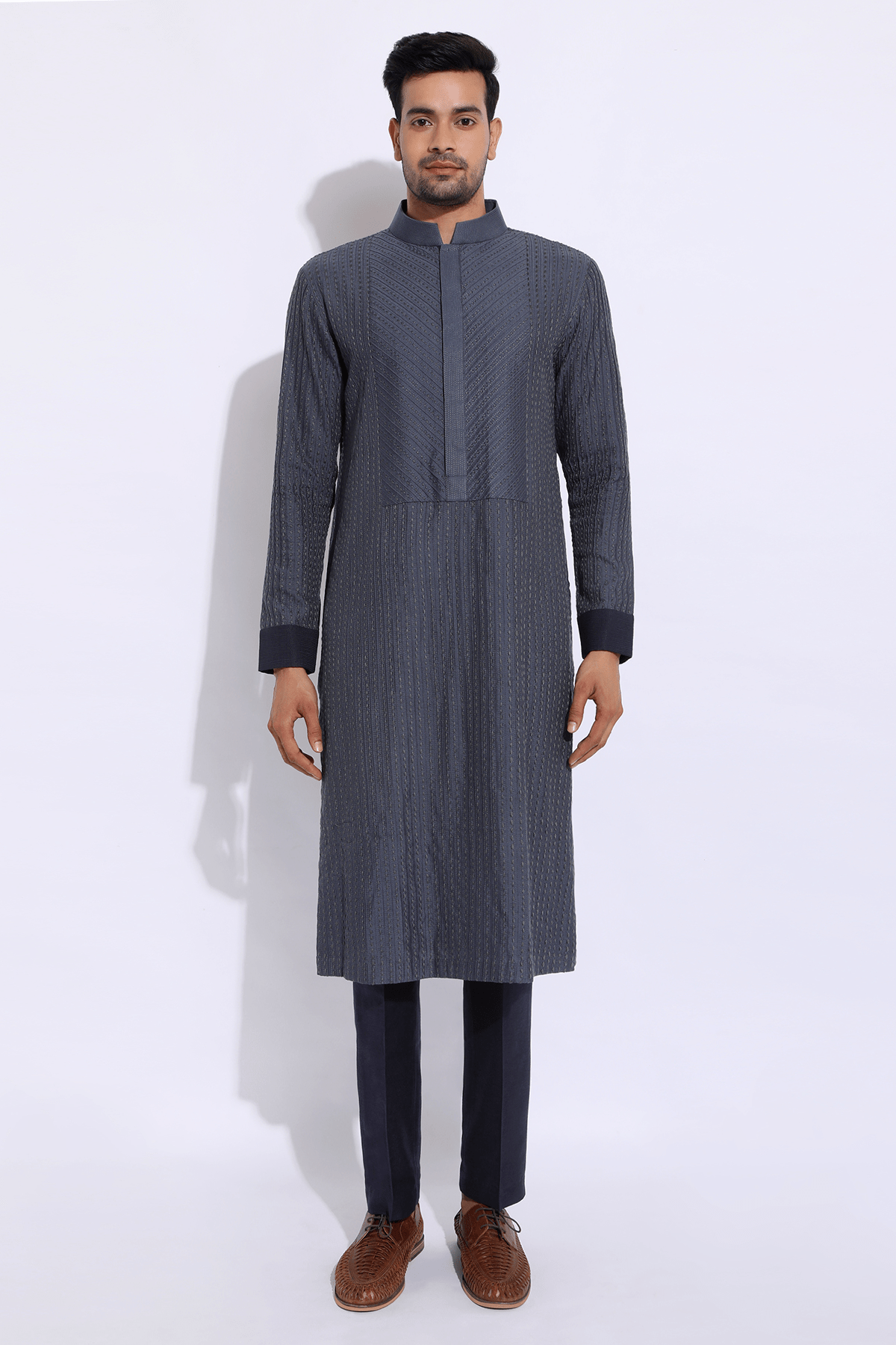 Grey with thread texture Kurta Set - Kunal Anil Tanna