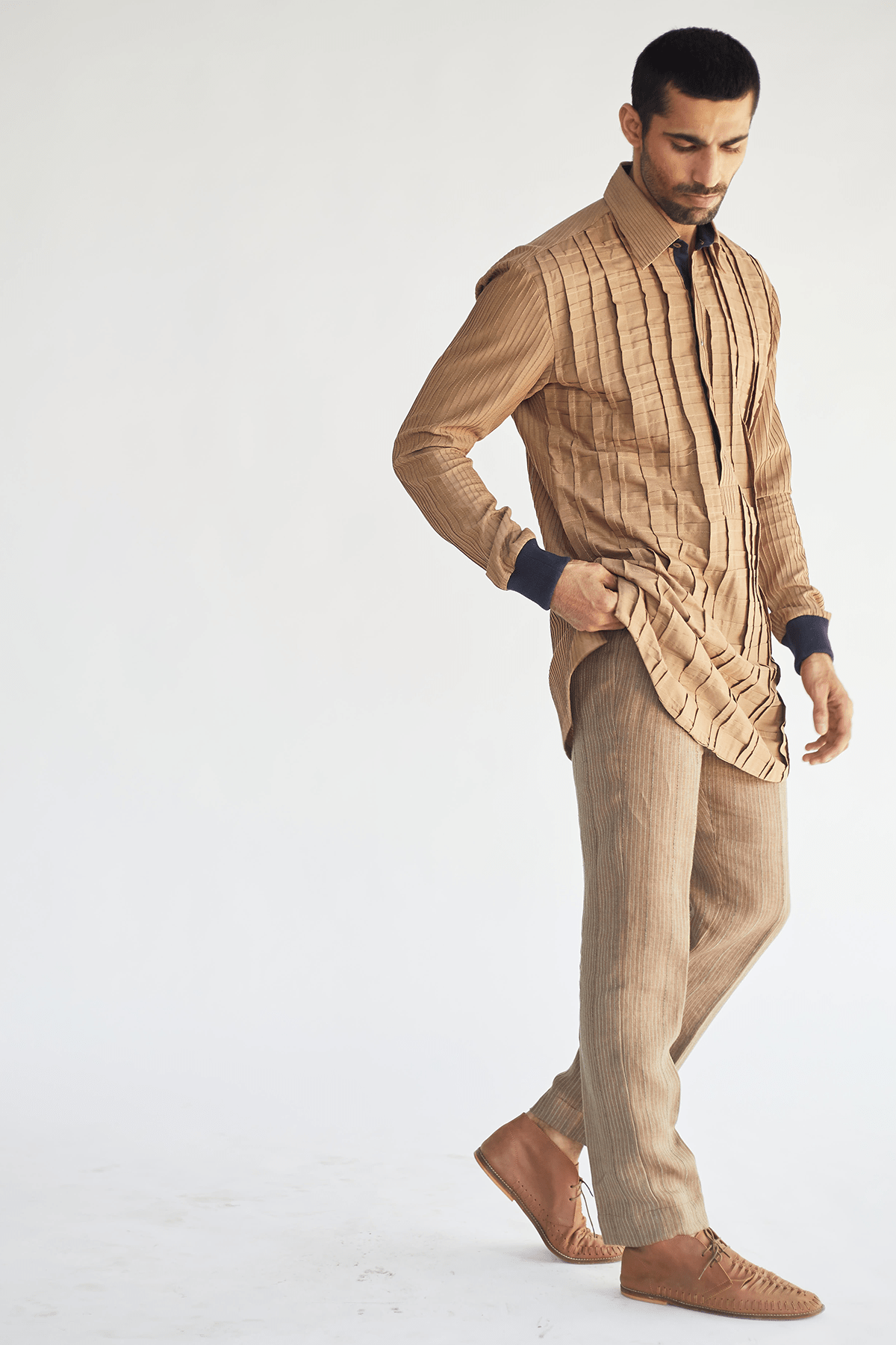 Open Bandi Jacket with Beige Kurta and Pants - Kunal Anil Tanna