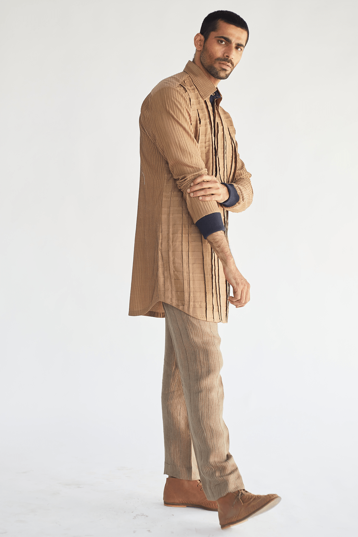 Open Bandi Jacket with Beige Kurta and Pants - Kunal Anil Tanna