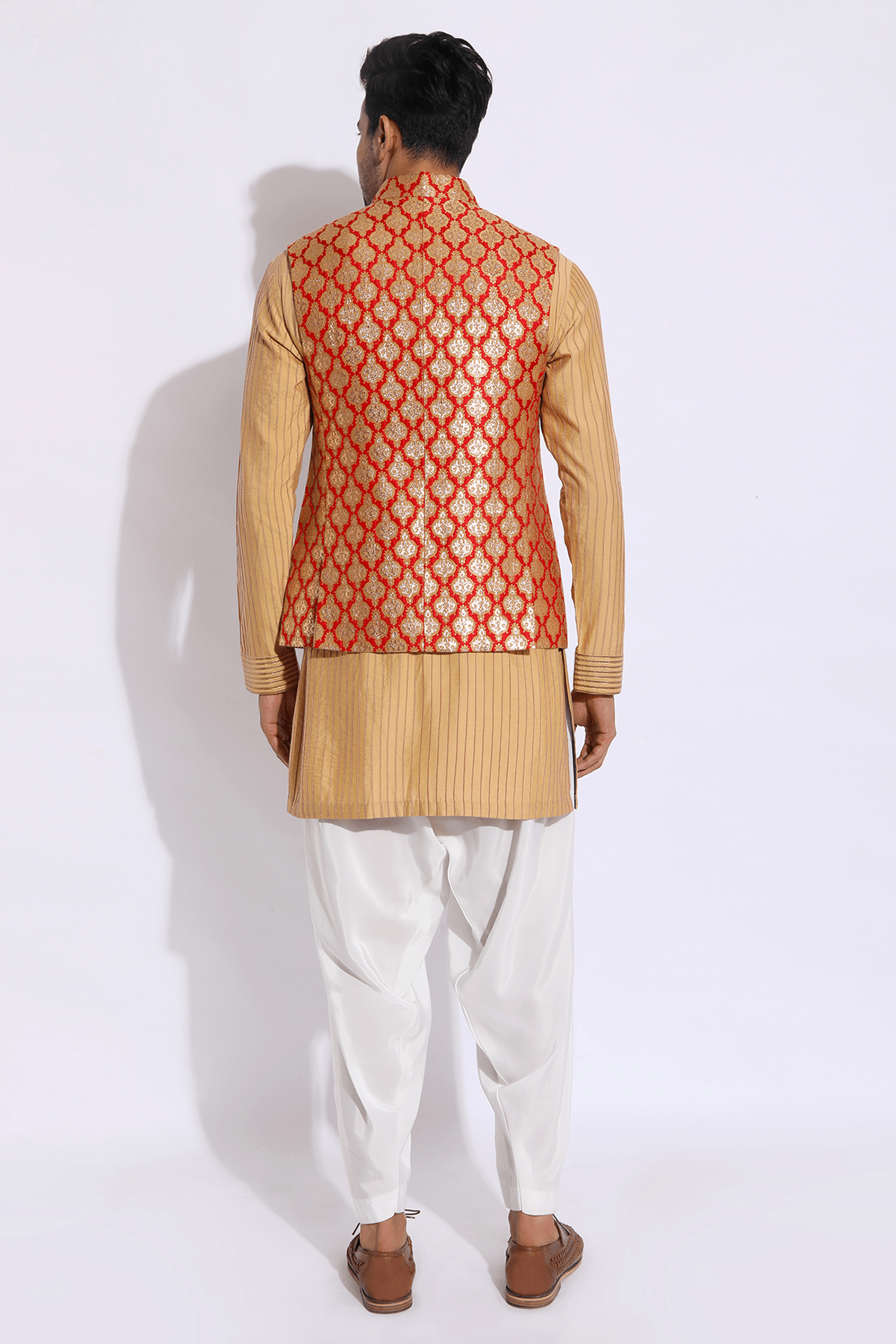 Beige Pintucks Kurta Set - Kunal Anil Tanna