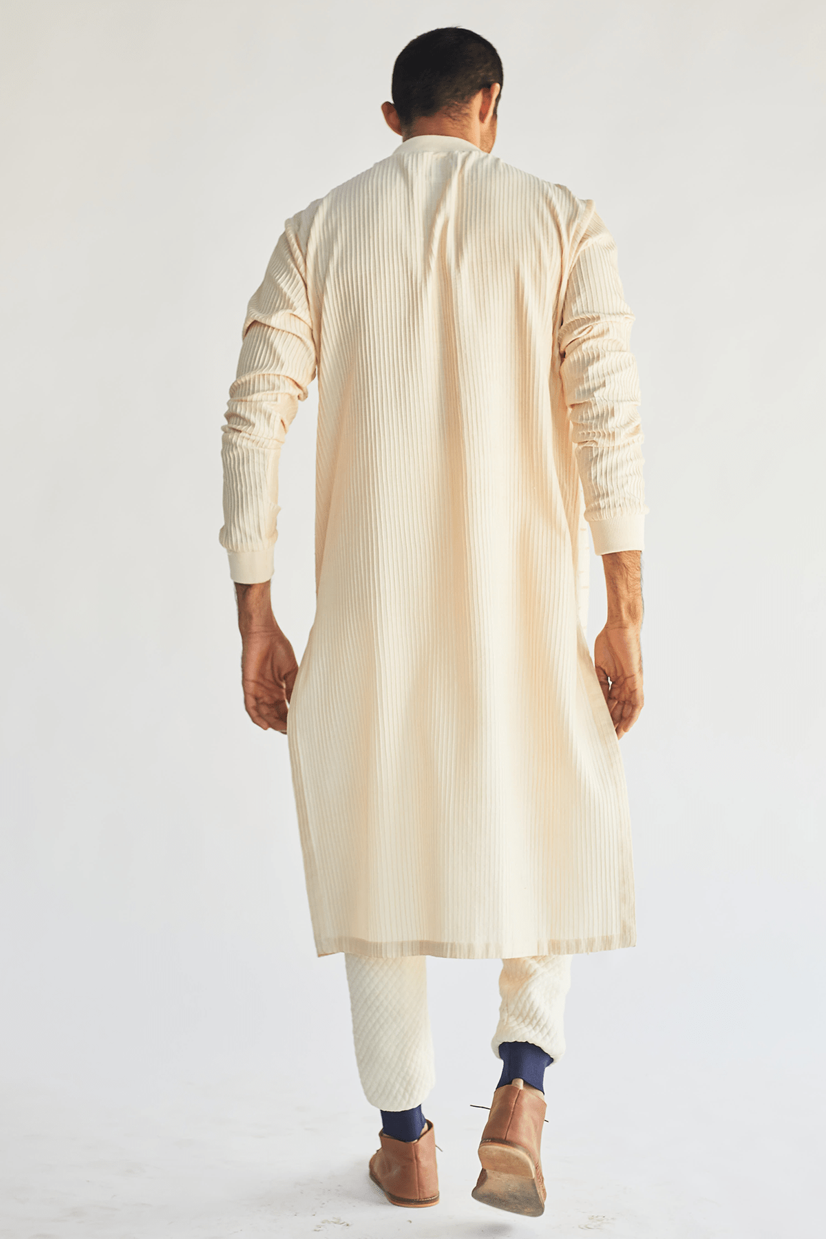 Printed Jacket with Ivory Kurta and Quilted Pants - Kunal Anil Tanna