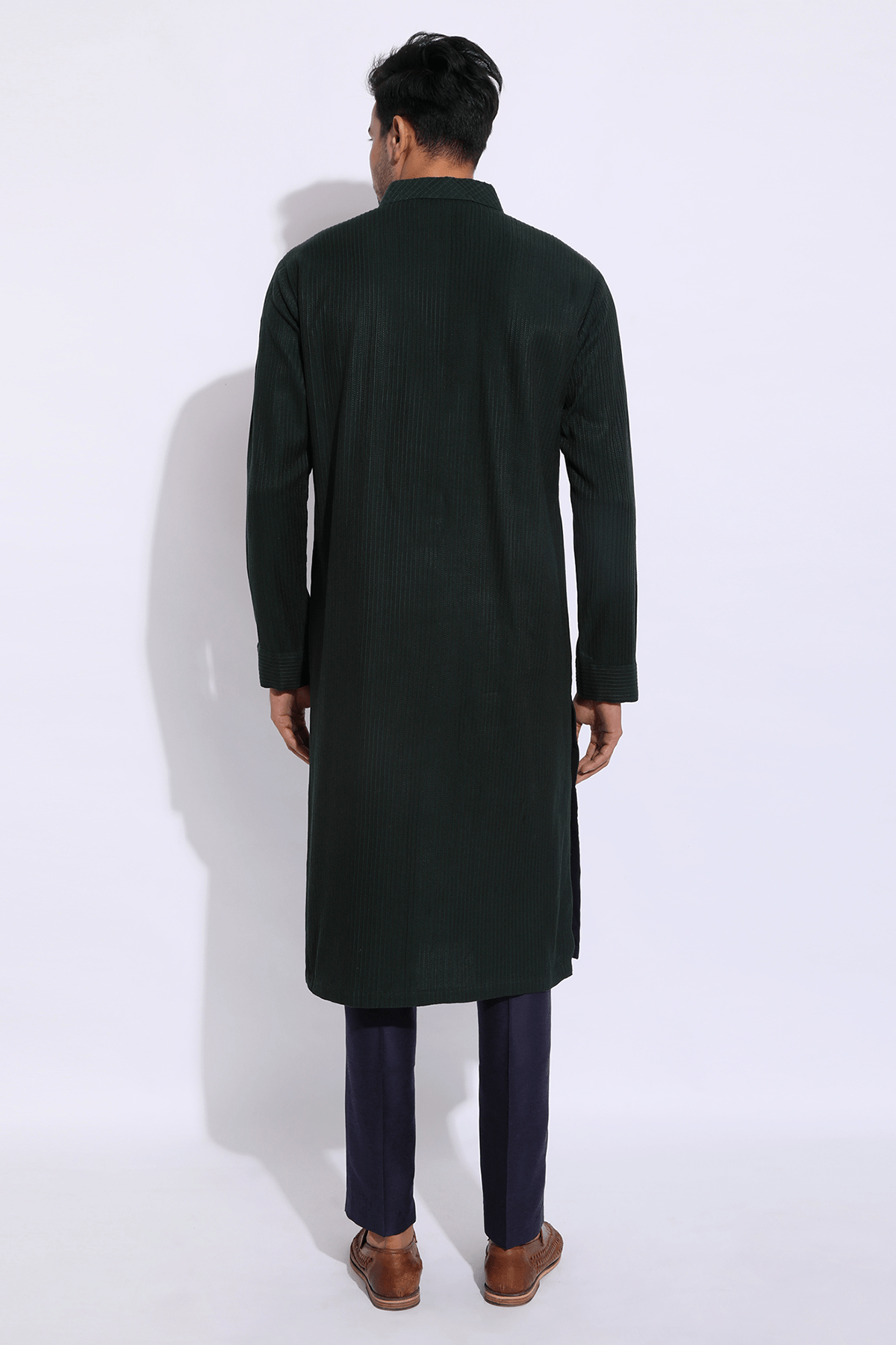 Dark Green with thread texture Kurta Set - Kunal Anil Tanna