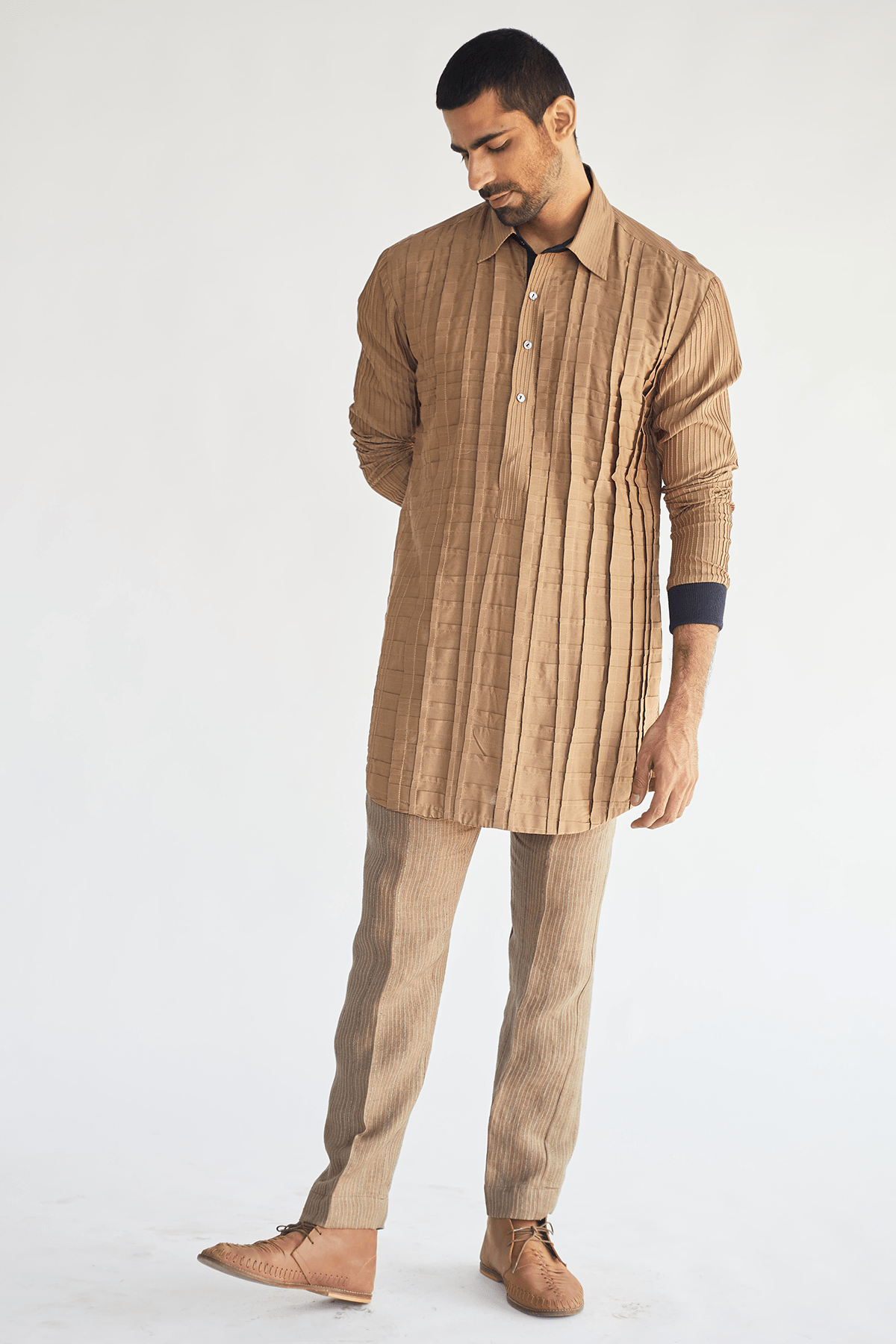 Open Bandi Jacket with Beige Kurta and Pants - Kunal Anil Tanna