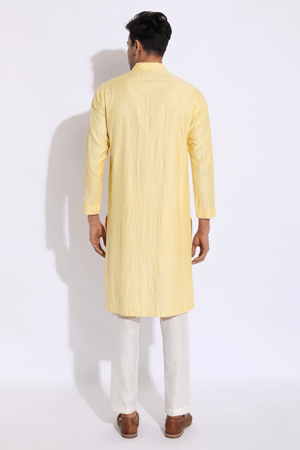 Light yellow embroidered kurta set - Kunal Anil Tanna