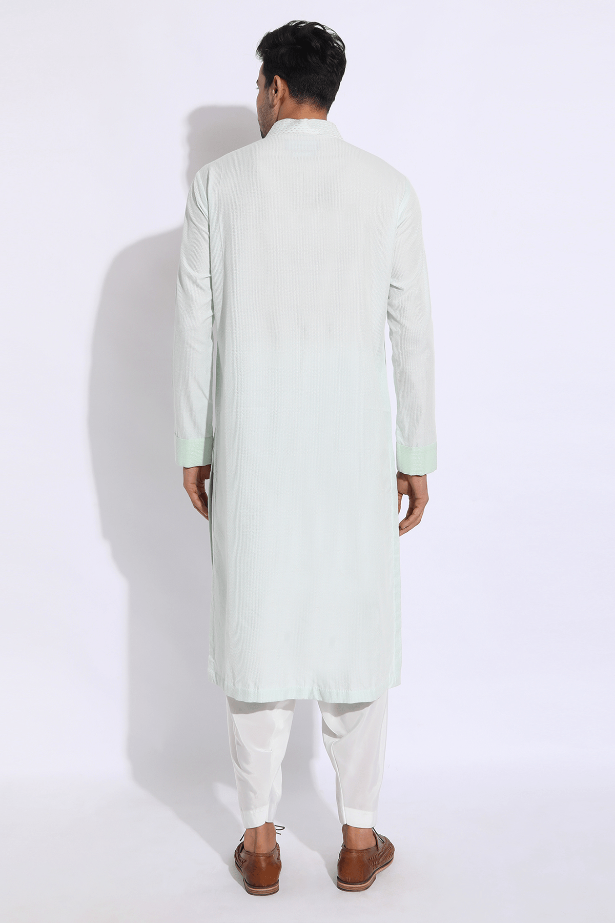 Light green thread textured kurta set - Kunal Anil Tanna