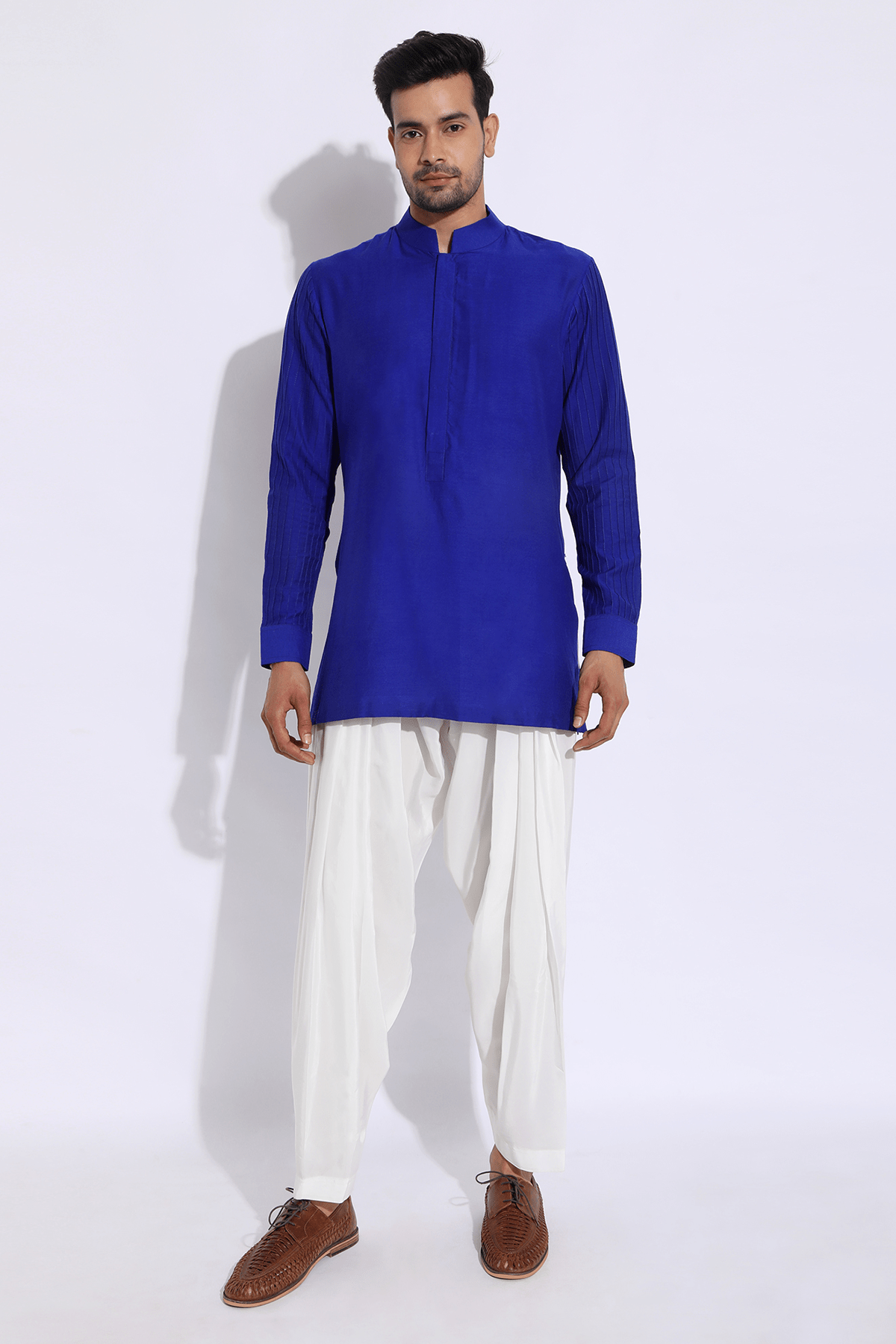 Blue Pintucks Kurta Set - Kunal Anil Tanna