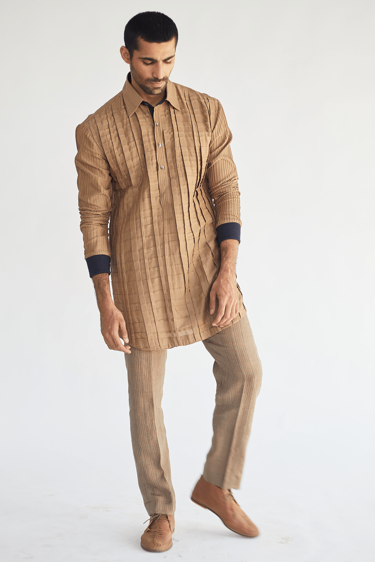 Open Bandi Jacket with Beige Kurta and Pants - Kunal Anil Tanna