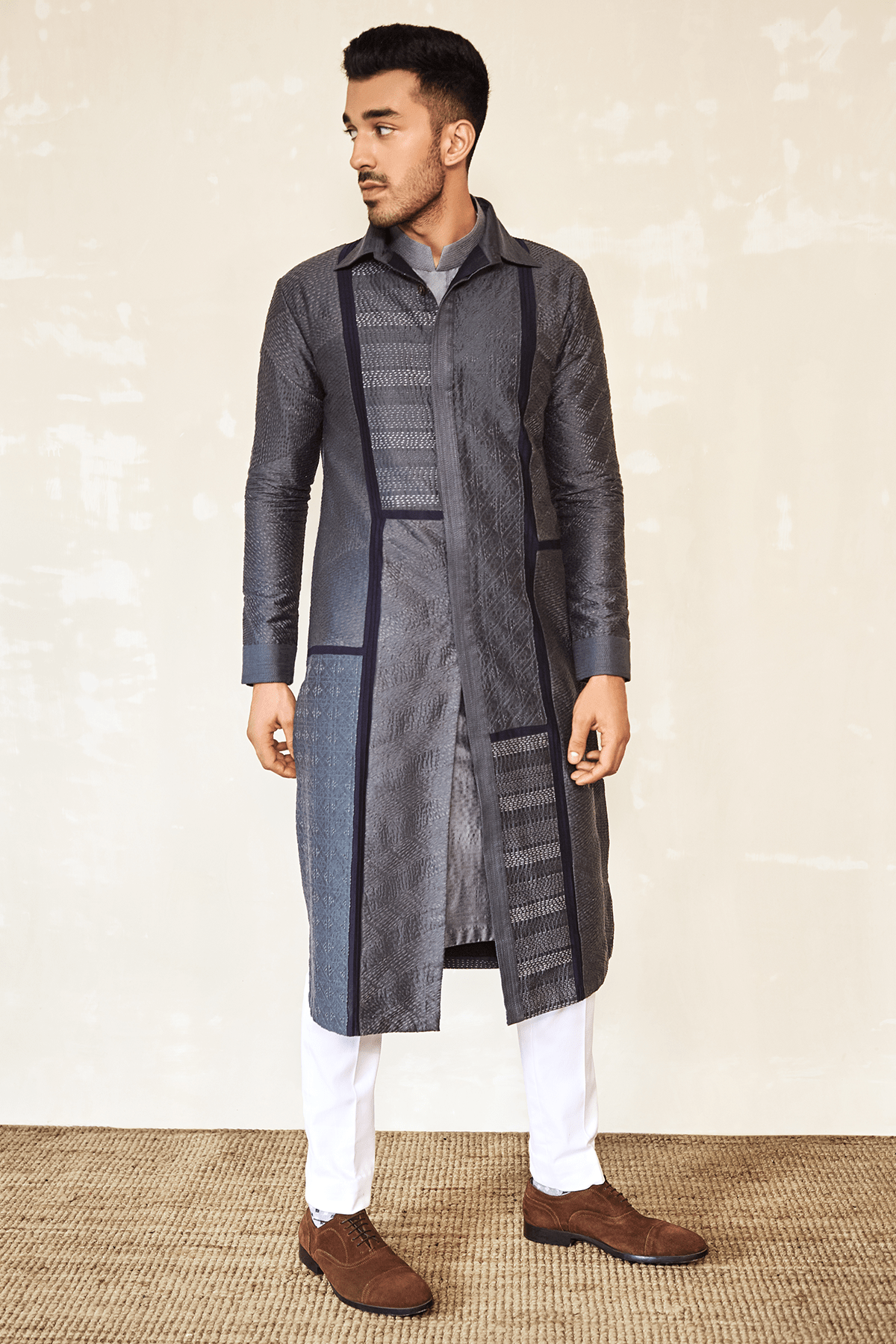 Textured long Shirt Kurta - Kunal Anil Tanna