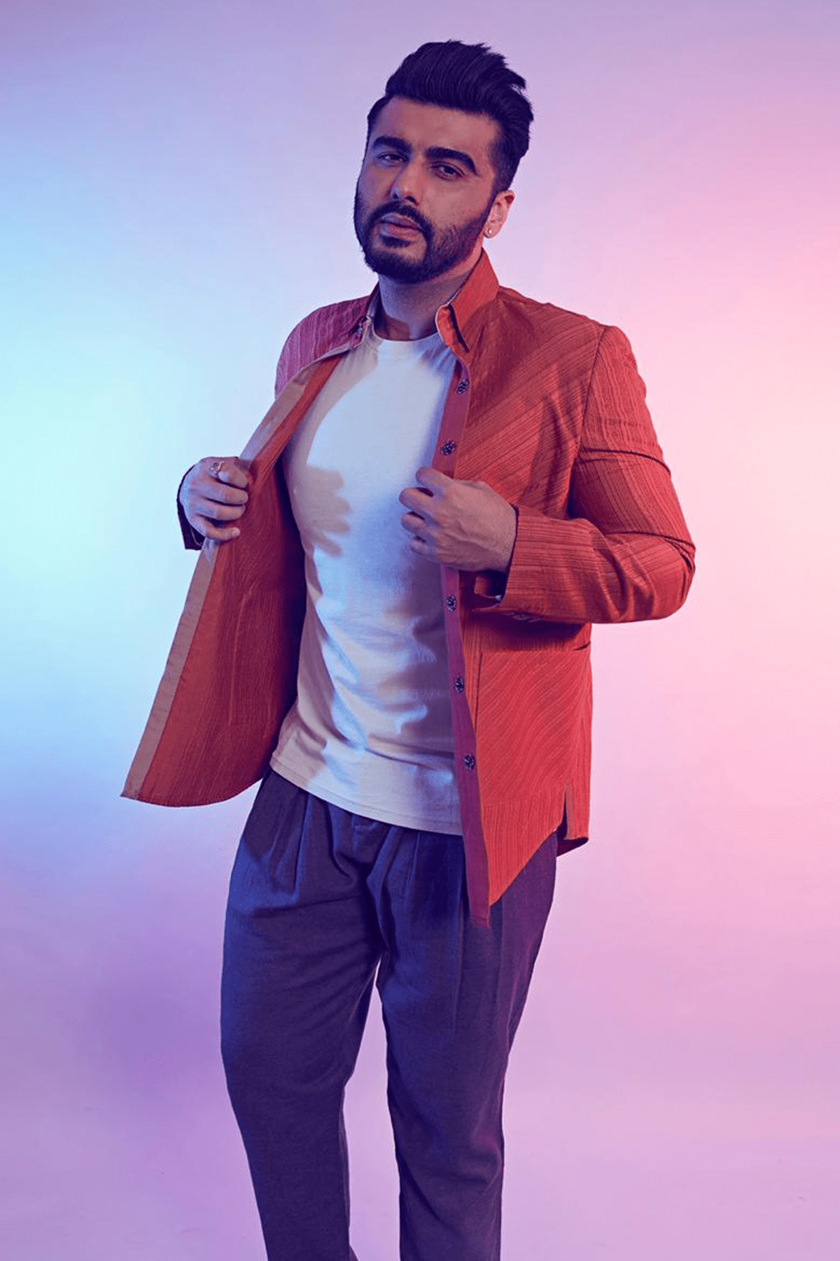 Arjun Kapoor In Rust trench style shirt jacket with flaps - Kunal Anil Tanna