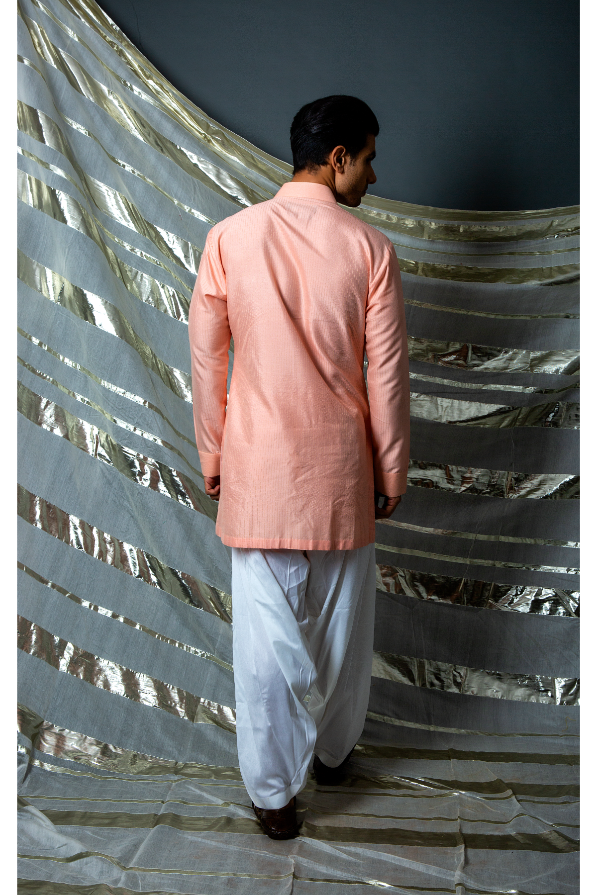 Peach layered kurta with off white salwar - Kunal Anil Tanna