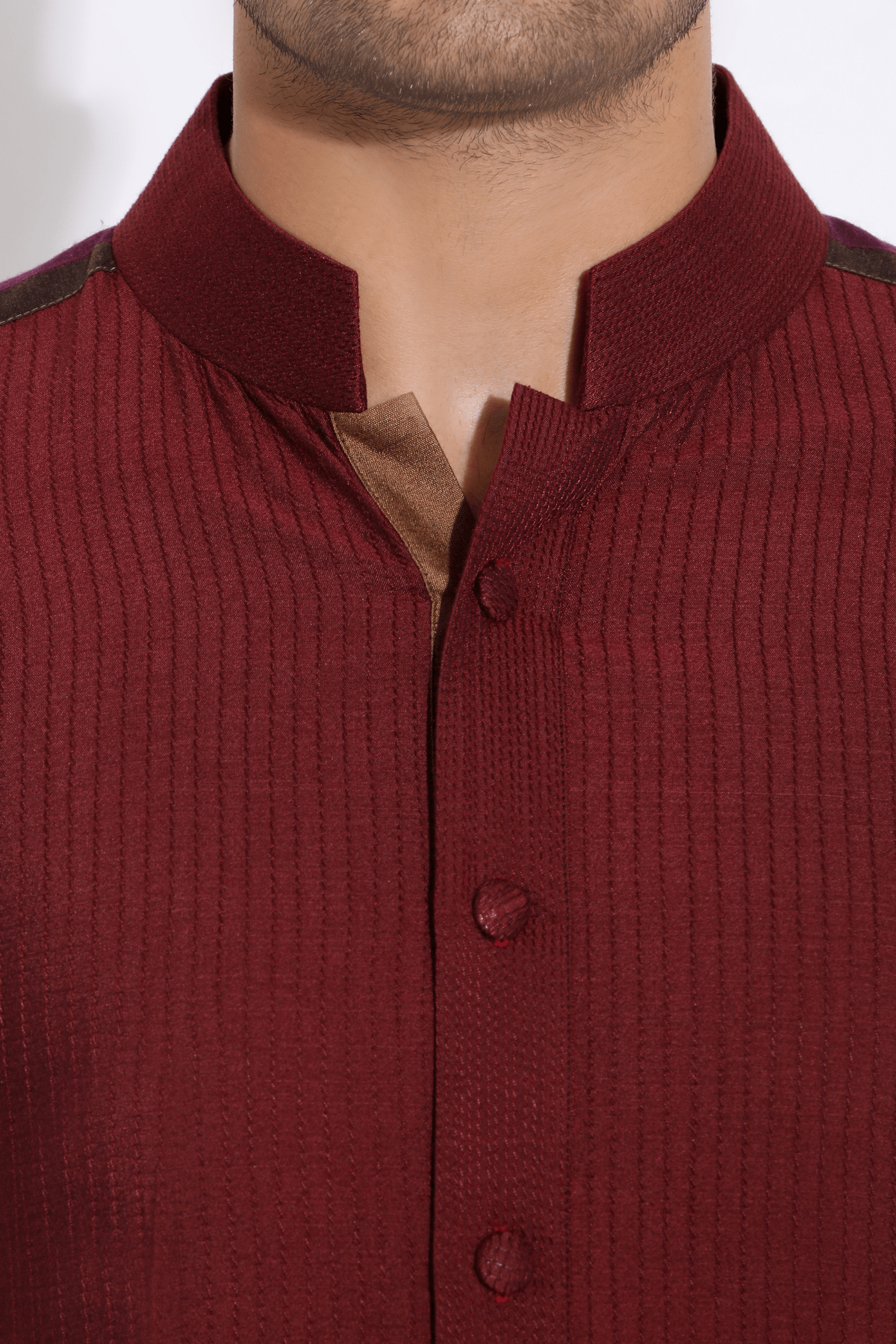 Maroon textured kurta set - Kunal Anil Tanna