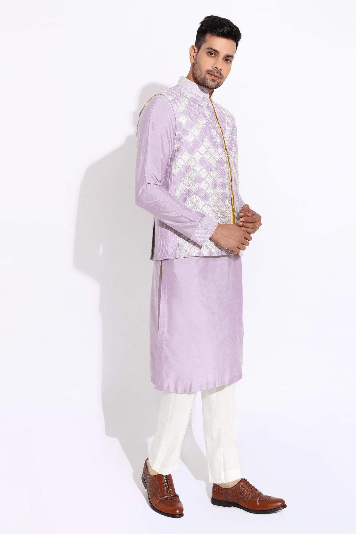 Lilac  bandi with kurta and aligarhi - Kunal Anil Tanna