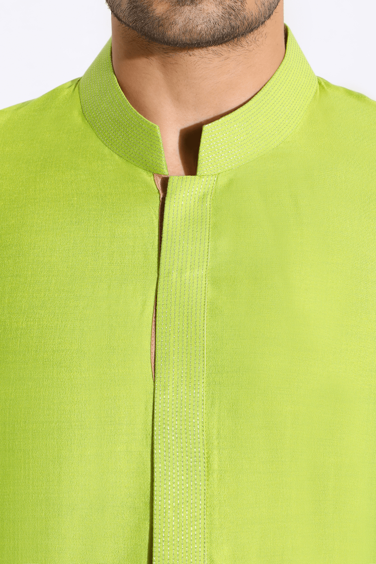 Lime green bandi, green Short kurta,off-white aligarhi - Kunal Anil Tanna